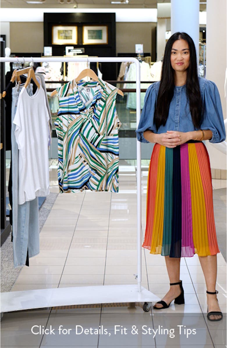 Abstract Print Triple Pleat Sleeveless Top, sales video thumbnail