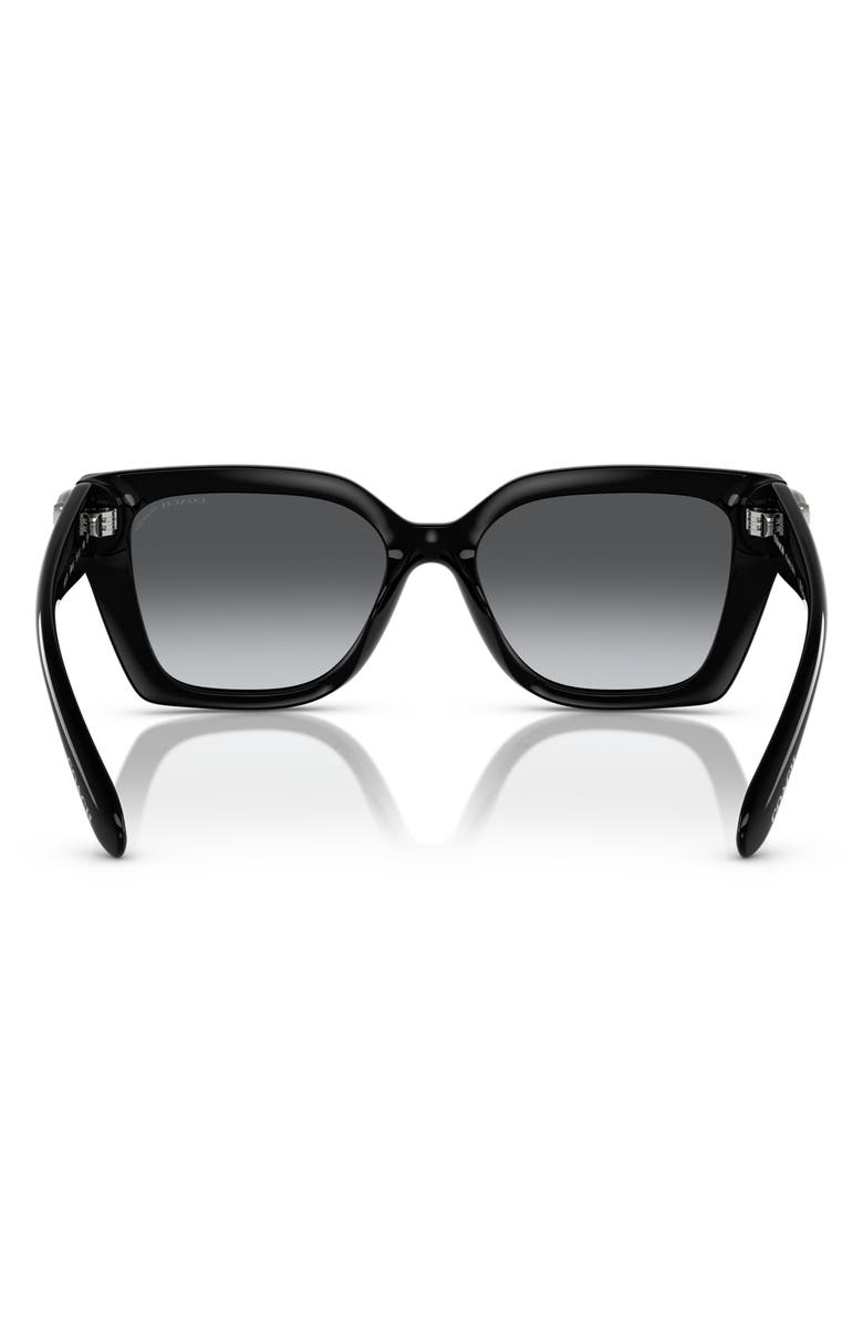 COACH 55mm Gradient Polarized Square Sunglasses, Alternate, color, Black