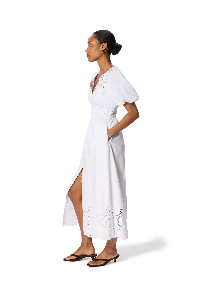 22454328 100% Cotton Broderie V-Neck Dress, Alternate, color, White