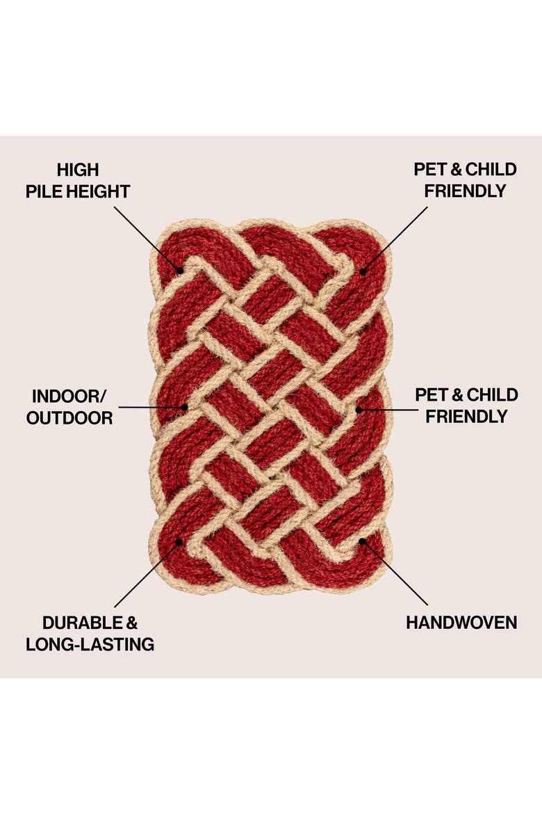 Maeve Classic Coastal Scalloped Basketweave Coir Indoor/Outdoor DoorMat, Alternate, color, Red/Bleach (Set of 2)