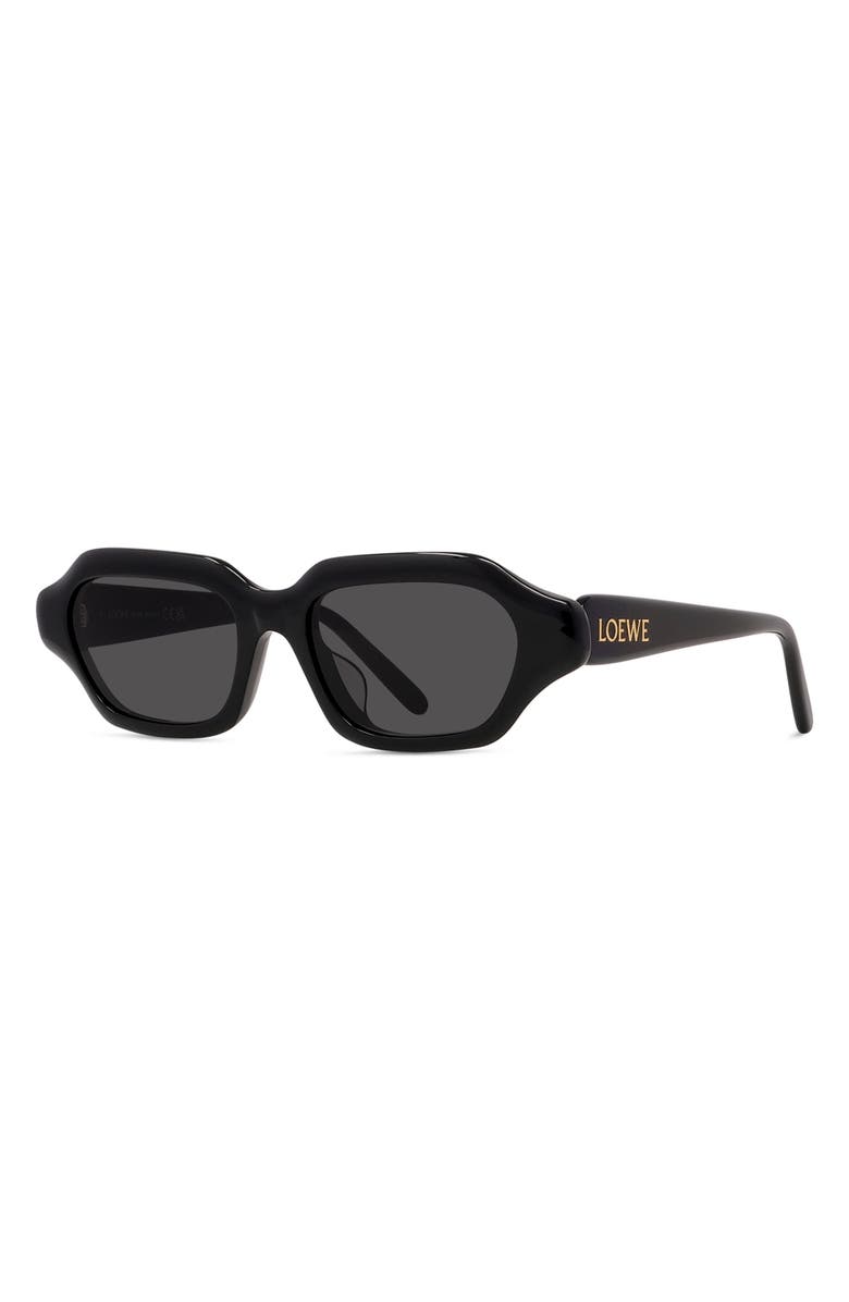 Loewe Slim 51mm Rectangular Sunglasses, Alternate, color, Shiny Black / Smoke