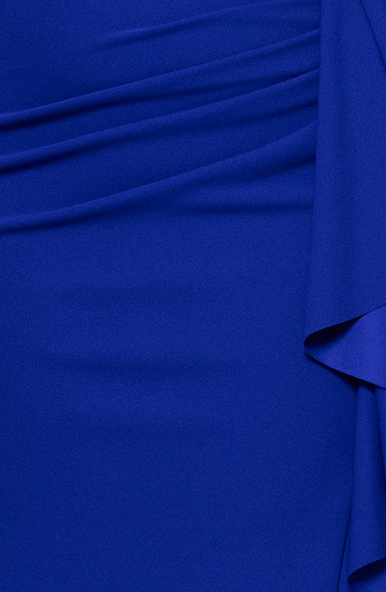 Xscape Evenings Side Ruffle Scuba Crepe Gown, Alternate, color, 