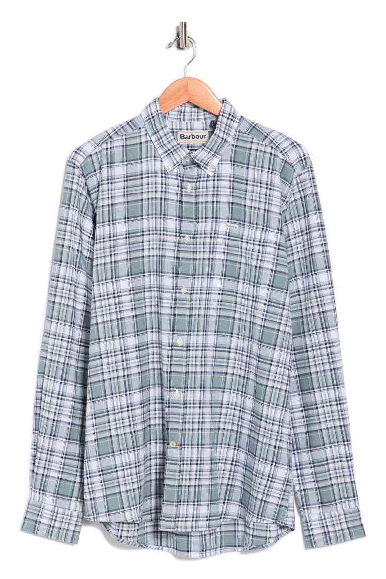Bridgeport Tailored Fit Plaid Linen & Cotton Button-Down Shirt, Alternate, color, BLUE