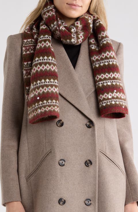 Sequin Overlay Fair Isle Scarf