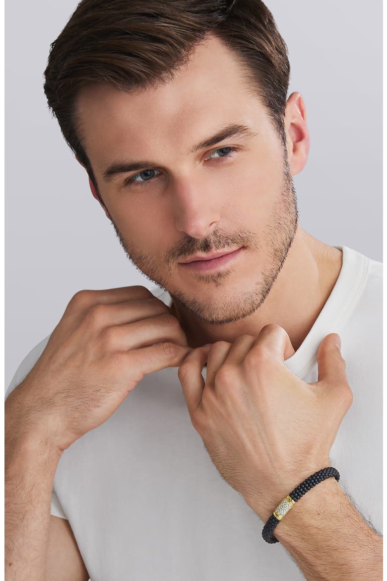 Men's Two-Tone Matte Black Ceramic Diamond Bracelet, Alternate, color, BLACK CERAMIC