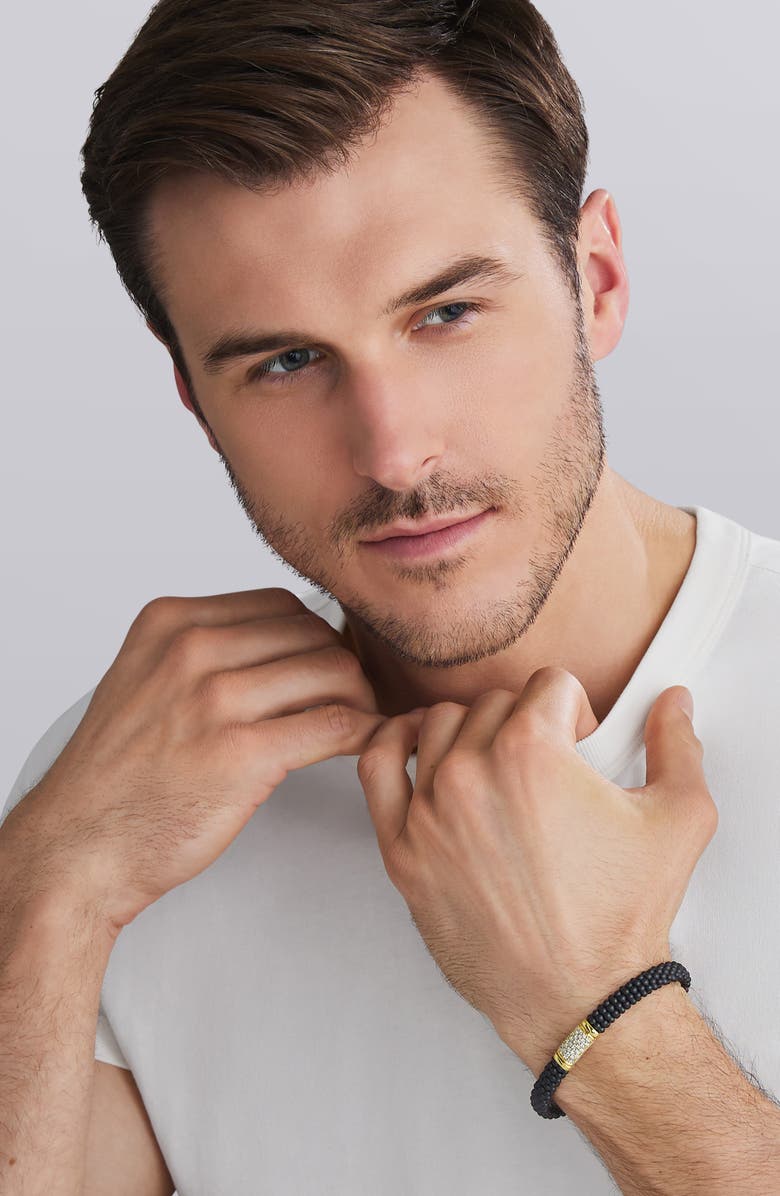 LAGOS Men's Two-Tone Matte Black Ceramic Diamond Bracelet, Alternate, color, Black Ceramic