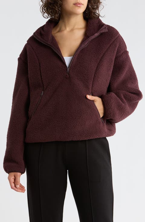 Faux Shearling Half Zip Pullover