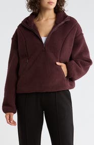 Z by Zella Faux Shearling Half Zip Pullover