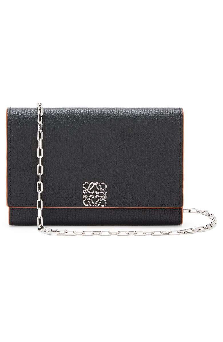 Loewe Anagram Leather Wallet on a Chain, Alternate, color, 