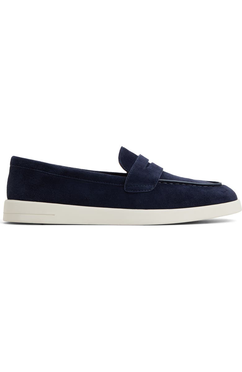 Sperry Wedge Penny Loafer, Alternate, color, Navy Leather Suede