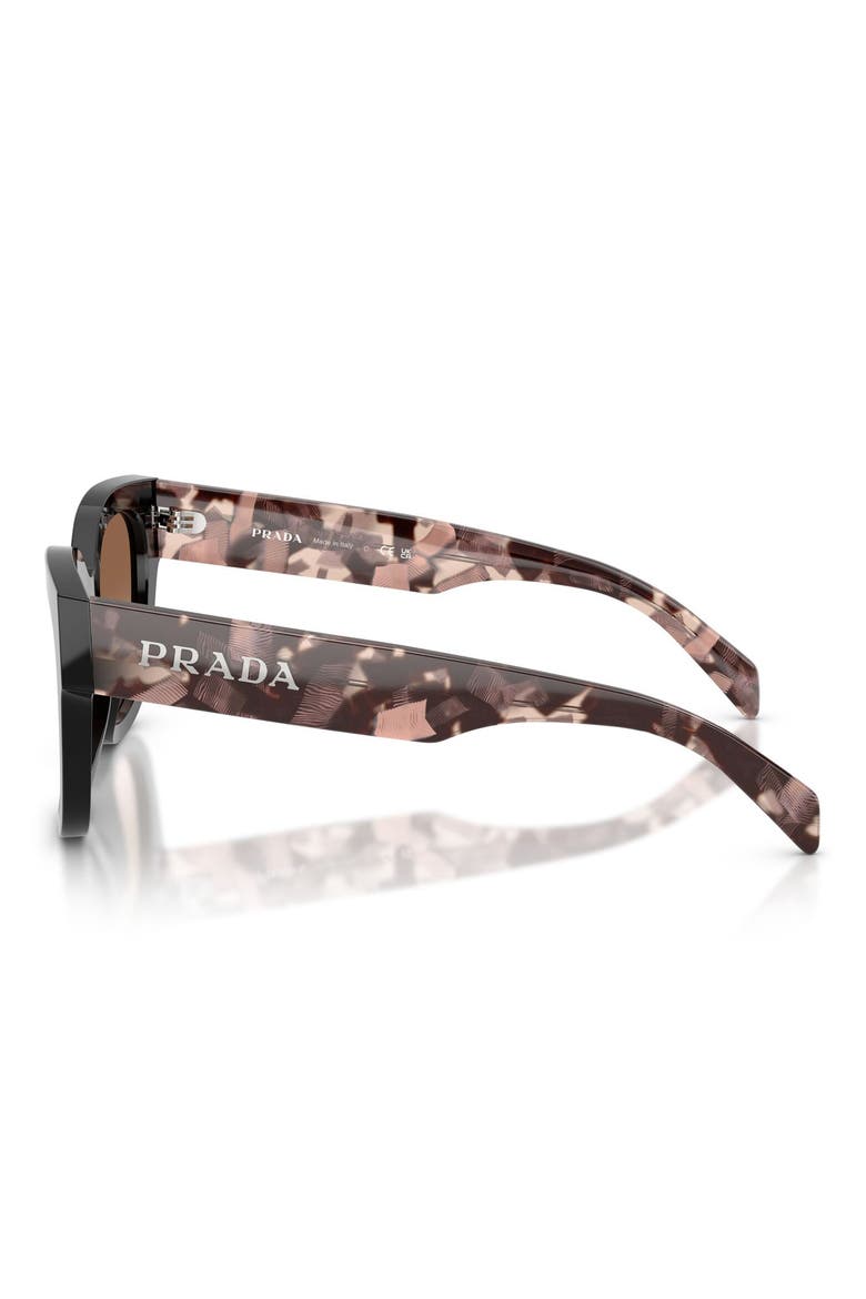52mm Square Sunglasses, Alternate, color, BLACK / BROWN GRADIENT