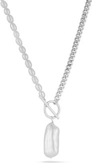 CHLOE AND MADISON Cultured Freshwater Pearl Toggle Necklace