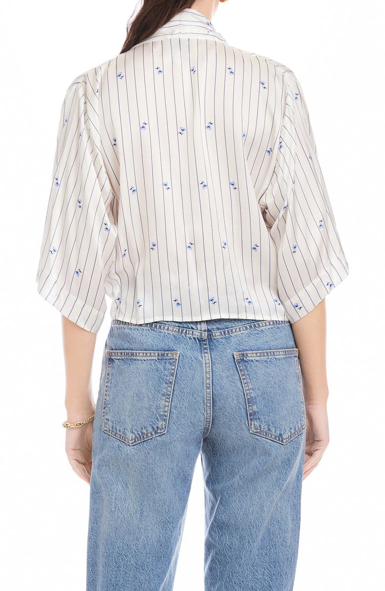 FIFTEEN TWENTY Bernice Floral Stripe Tie-Front Top, Alternate, color, Cream/ Blue