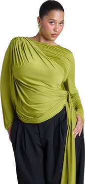 ELOQUII Draped Tie Waist Top