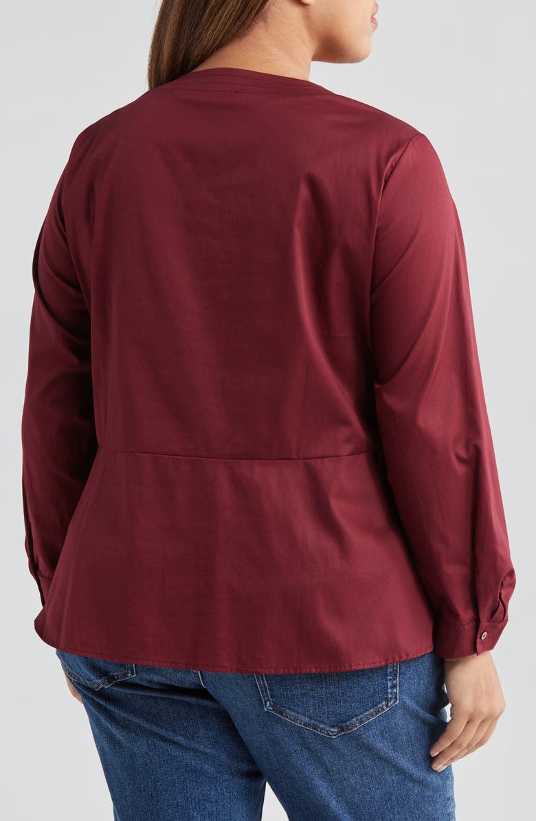 HARSHMAN Kyra Keyhole Neck Cotton Peplum Top, Alternate, color, 