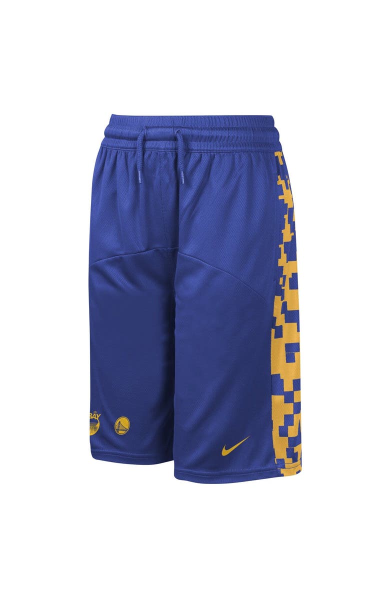 Nike Youth Nike Royal Golden State Warriors Courtside Starting Five Team Shorts, Alternate, color,
