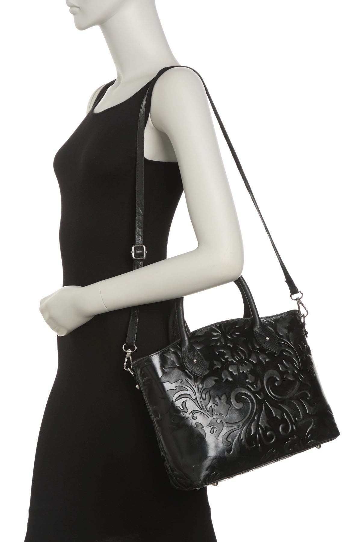 RENATA CORSI Embossed Leather Shoulder Bag, Alternate, color, 
