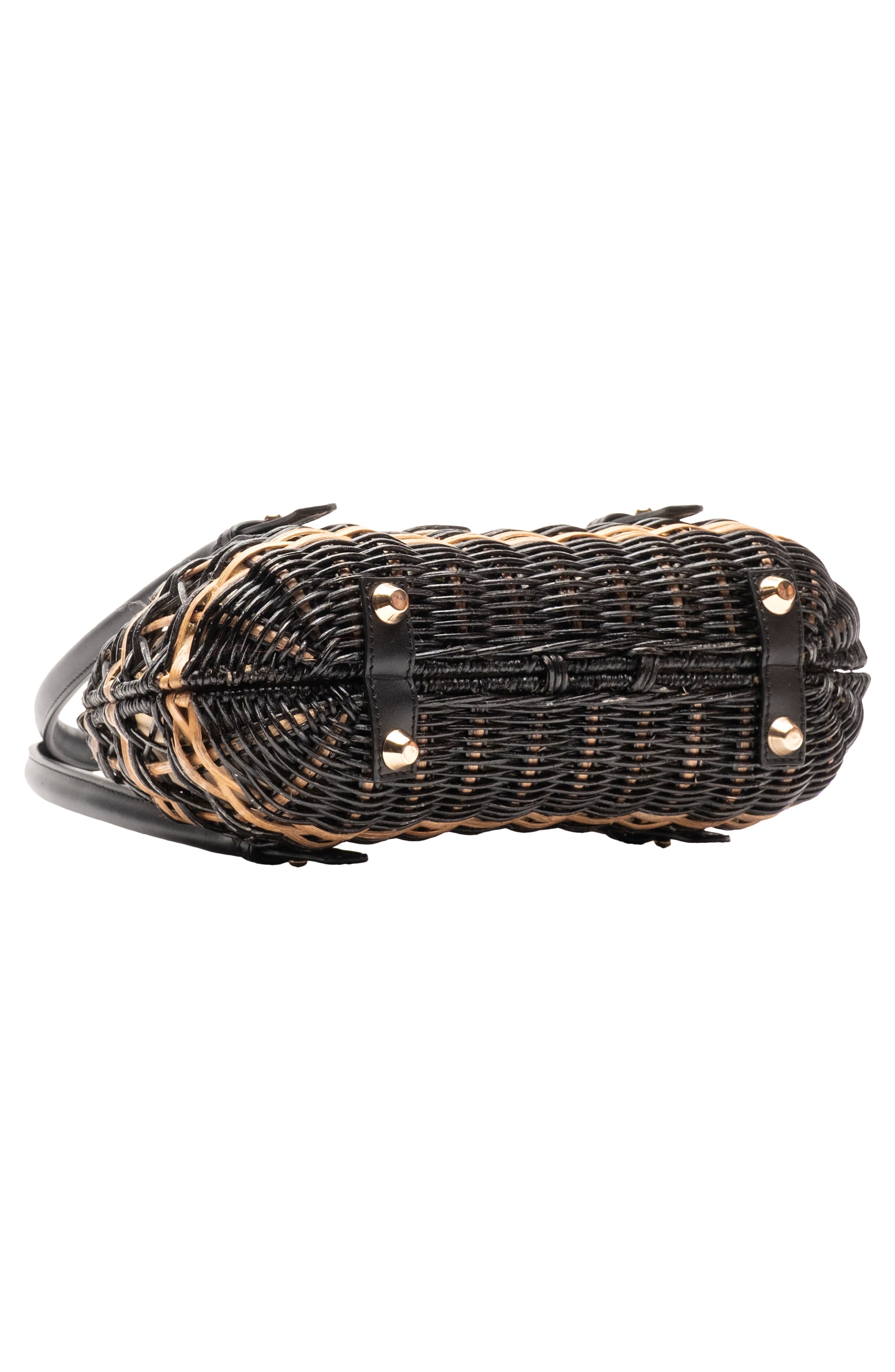 Frances Valentine Tweety Basket Wicker & Leather Handbag, Alternate, color, Black/ Toast