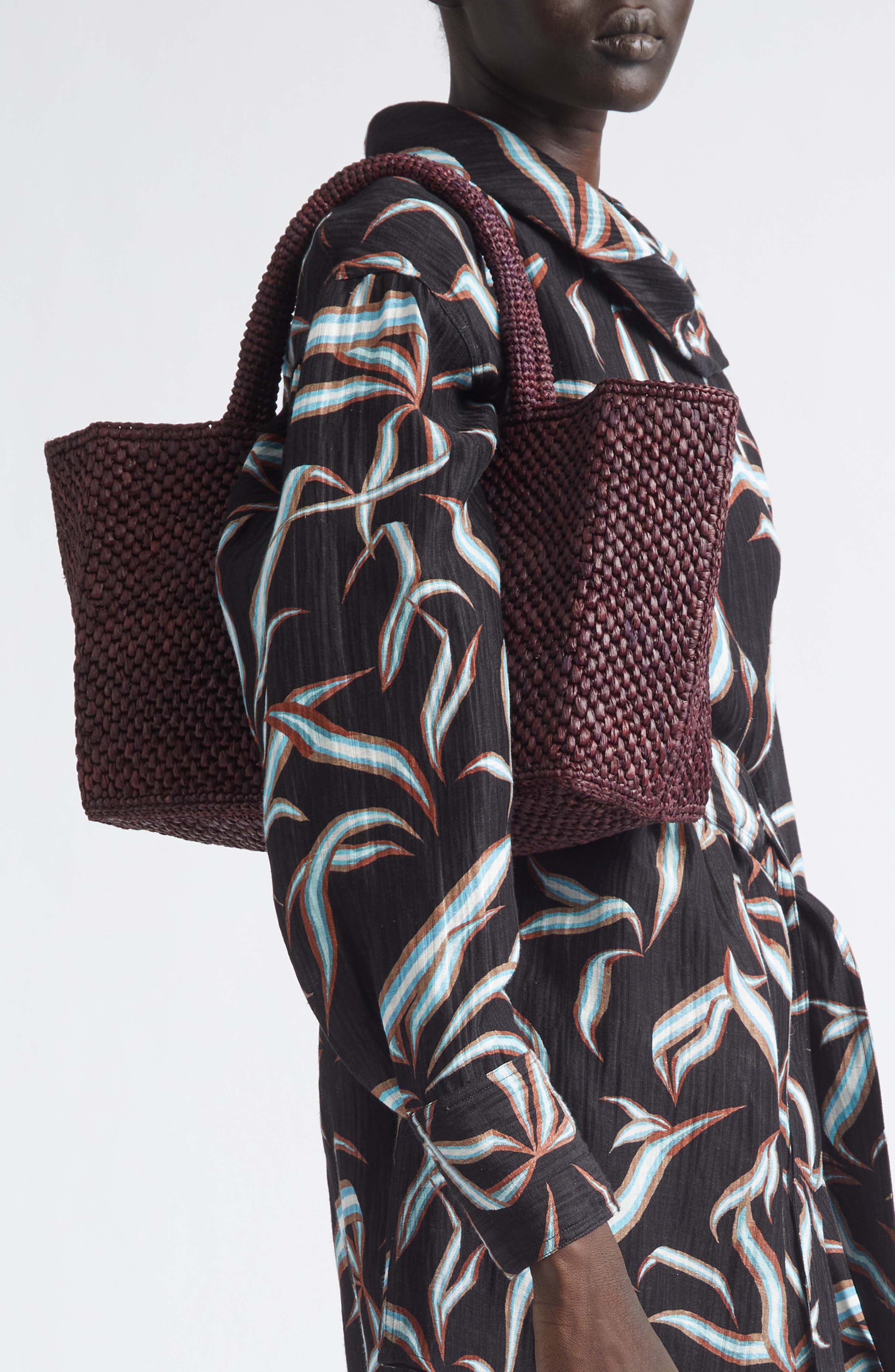 Chelsea Woven Raffia East/West Tote, Alternate, color, PLUM