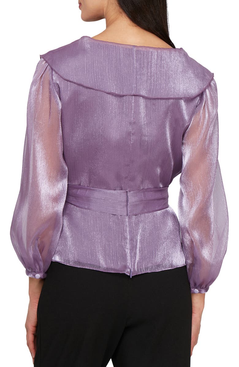Alex Evenings Portrait Collar Shimmer Wrap Top, Alternate, color, Purple