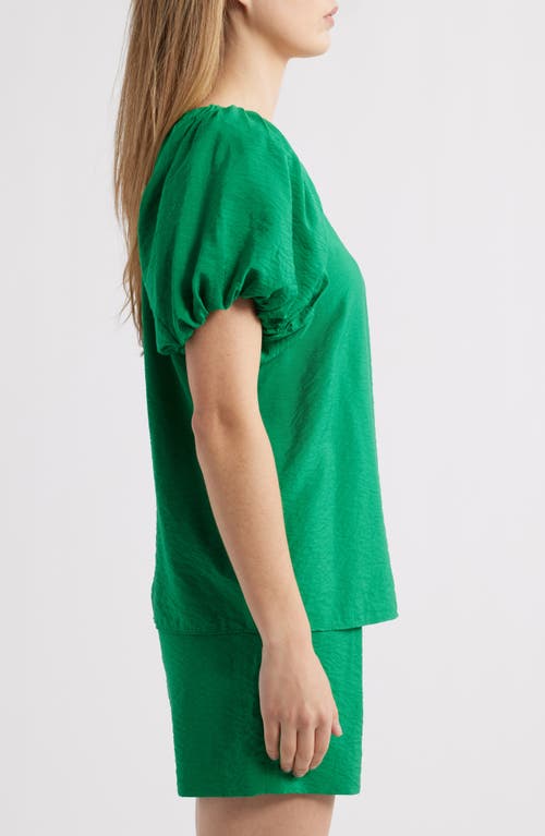 Anne Klein Bubble Sleeve Top In Tropical Green