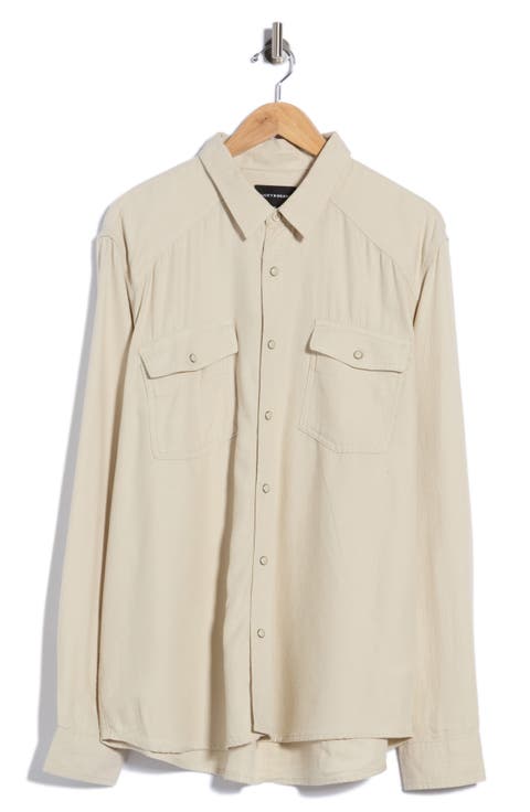 Herringbone Crossdye Western Long Sleeve Button-Up Shirt