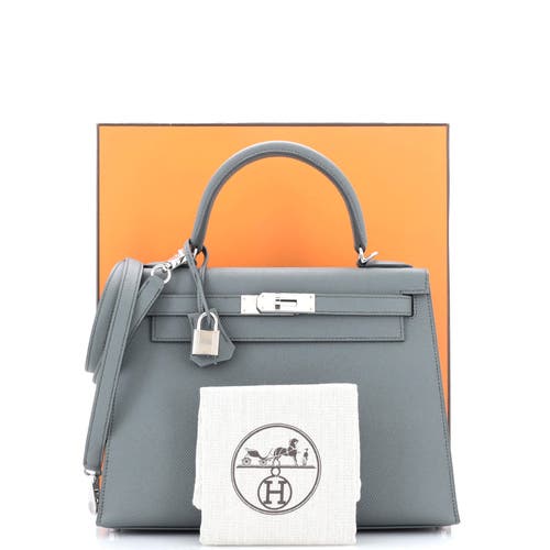 Pre-owned Hermes Hermes Kelly Handbag Green Epsom With Palladium Hardware 28 In Green