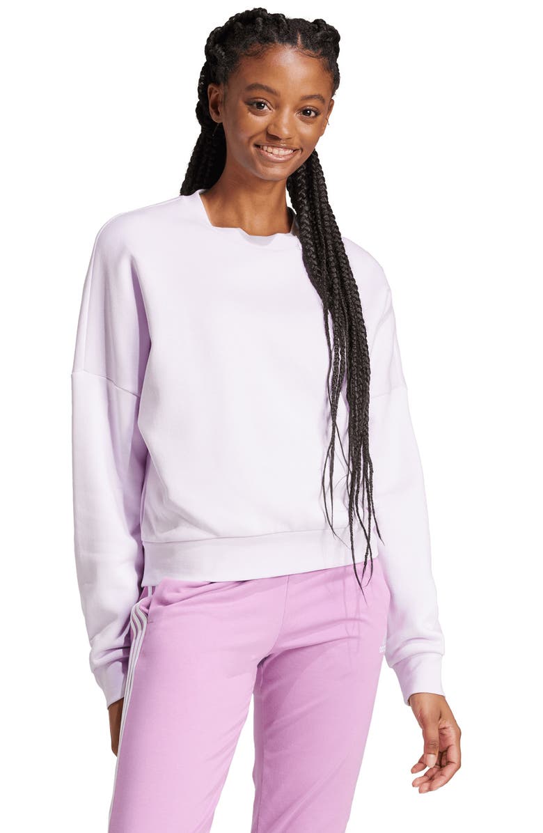 adidas Essentials Feel Cozy Sweatshirt, Alternate, color, Ice Lavender