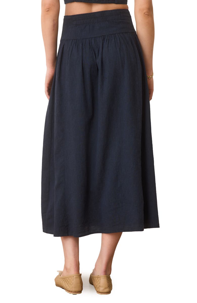 Marine Layer Jade Button Front Hemp Blend Midi Skirt, Alternate, color,