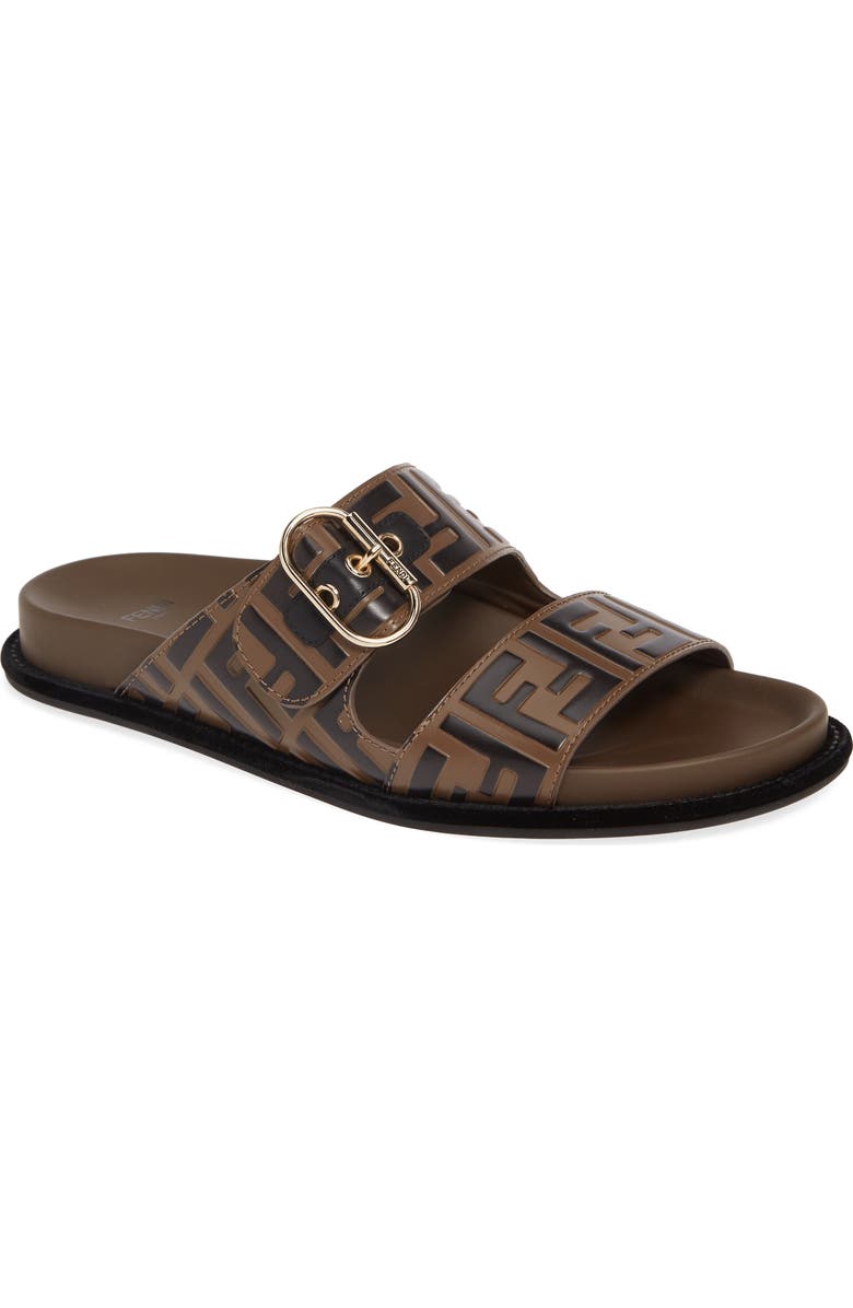 Fendi FF Logo Buckle Slide Sandal, Main, color,