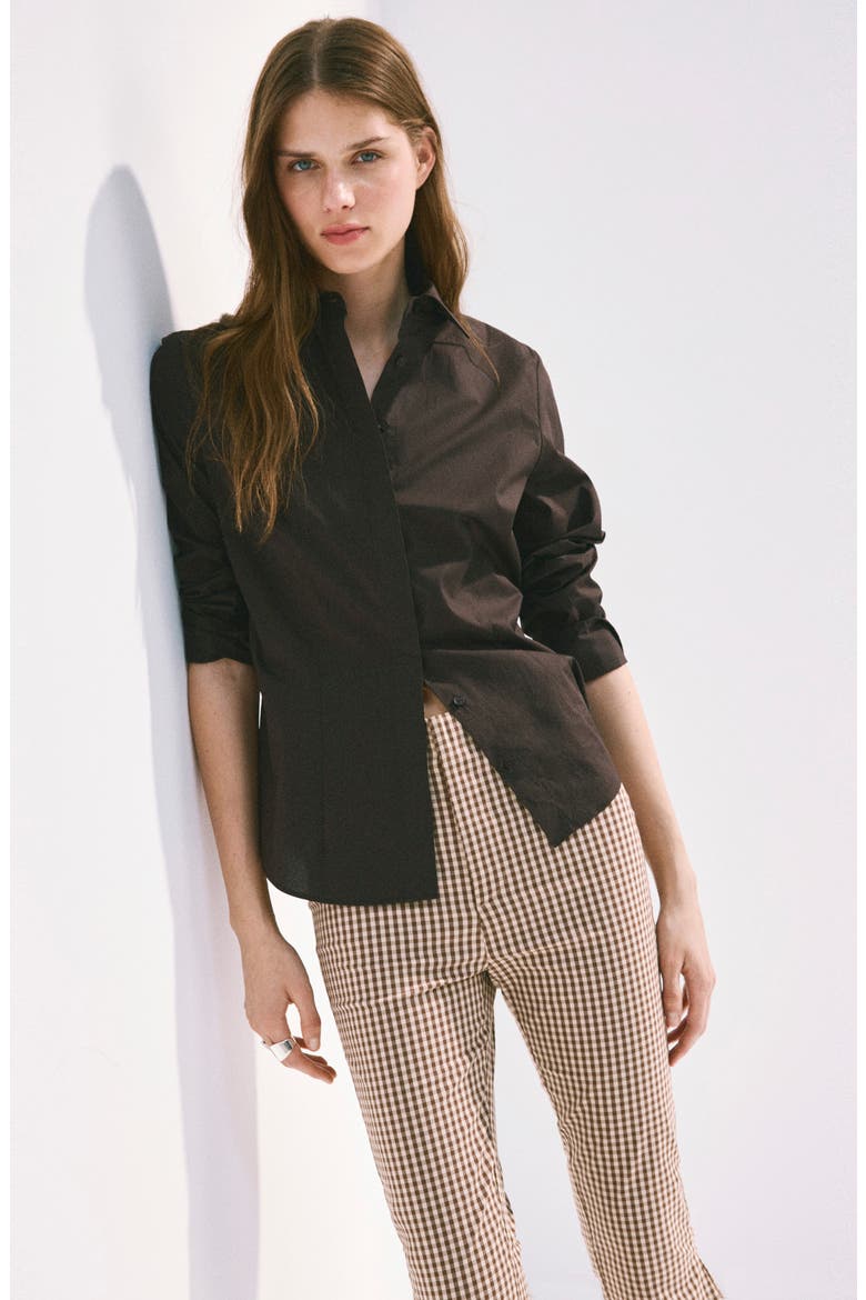Gingham Print Capris, Alternate, color, BROWN