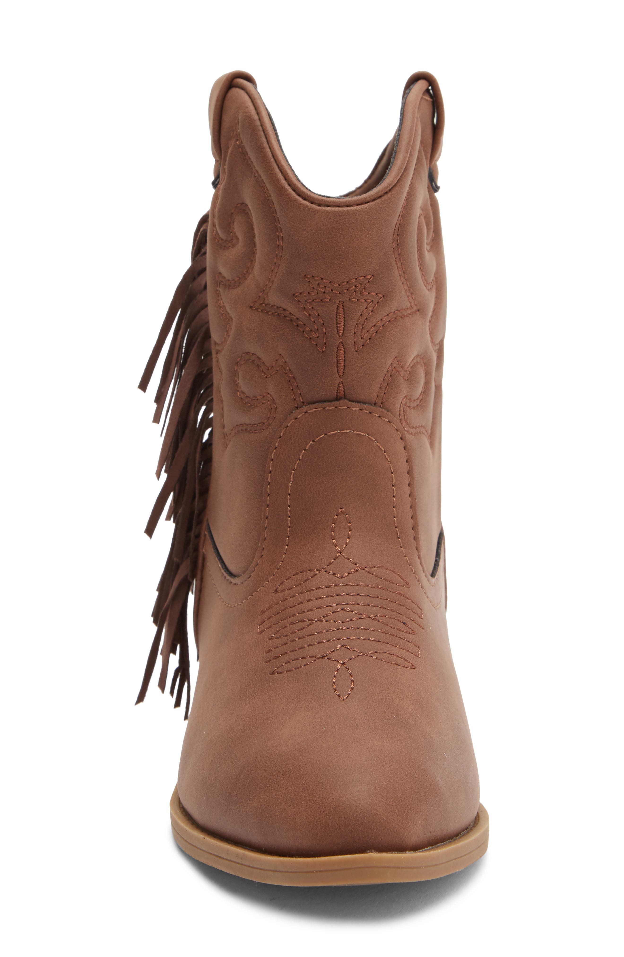 Kids' Carolynne Fringe Western Boot, Alternate, color, BROWN