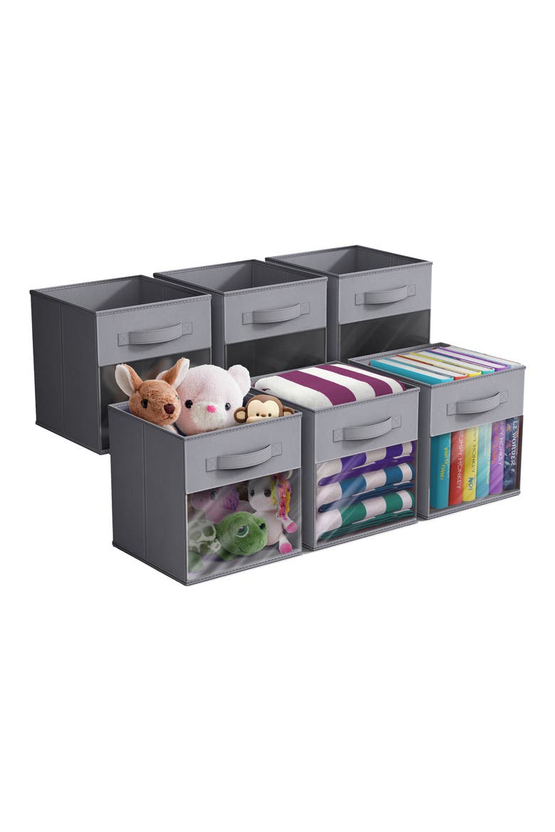 6-Pack Window Storage Cubes, Alternate, color, GRAY