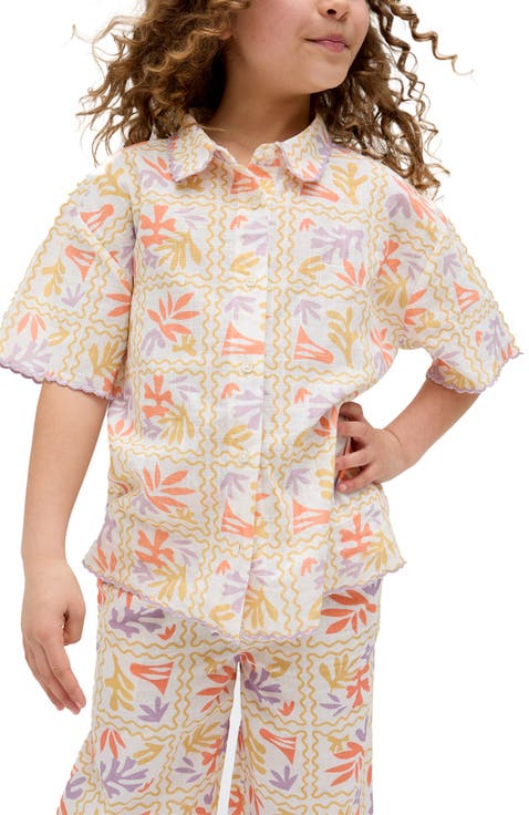 Gilly Scalloped Edge Matisse Print Shirt