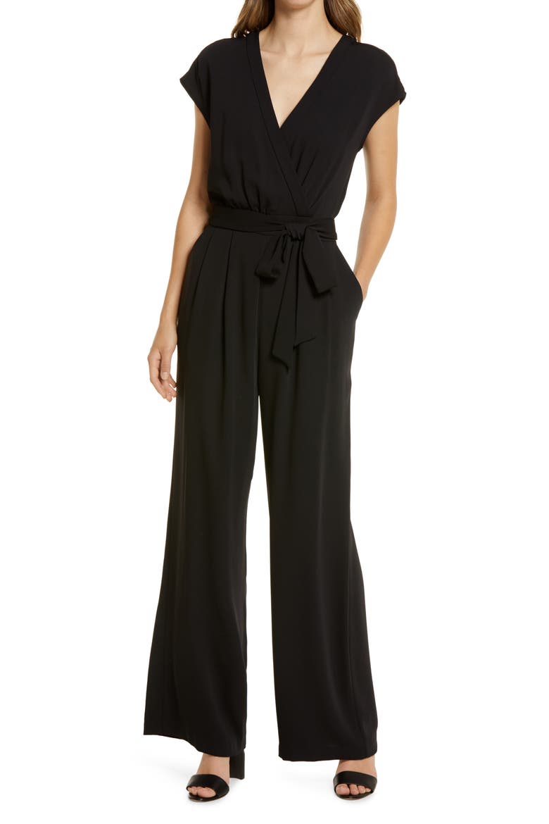 Surplice Jumpsuit, Main, color, BLACK