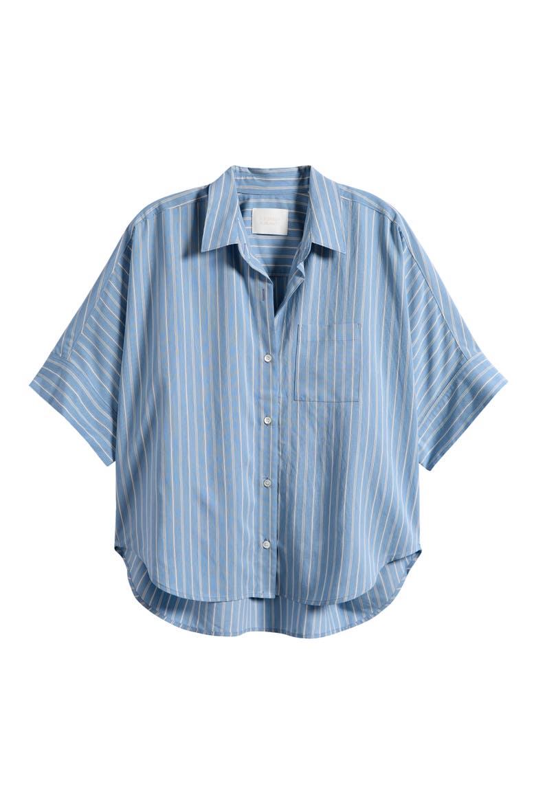 Claire Stripe Origami Button-Up Shirt, Alternate, color, CAPRI STRIPE