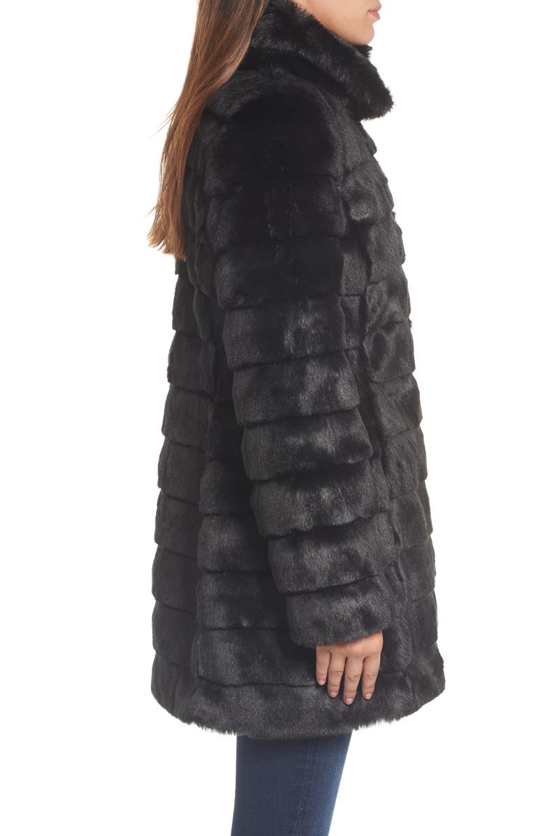 Eliza J Grooved Faux Fur Coat, Alternate, color, 