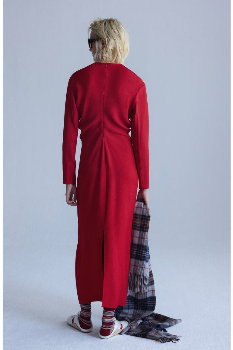Gathered Long Sleeve Maxi Dress, Alternate, color, RED