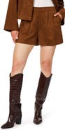 Habitual Pleated Faux Suede Shorts