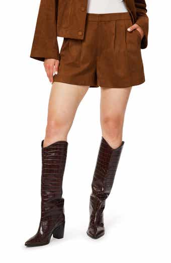 Pleated Faux Suede Shorts