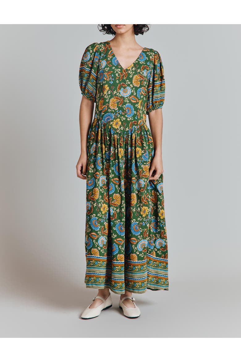 Christy Crepe Midi Tea Dress, Alternate, color, Green Floral