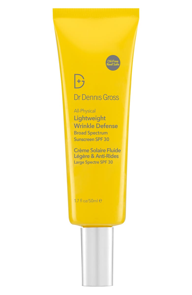 Dr. Dennis Gross Skincare All-Physical Lightweight Wrinkle Defense Broad Spectrum Sunscreen SPF 30, Main, color,
