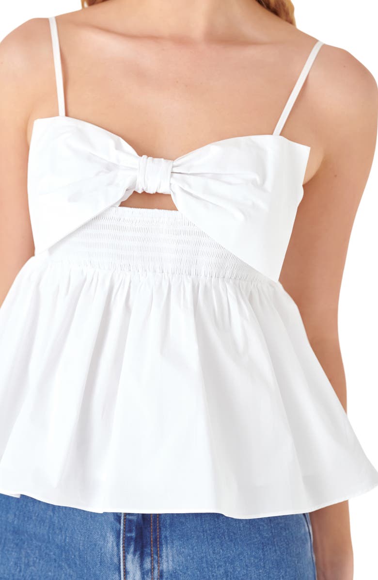 English Factory Bow Peplum Camisole, Alternate, color, White