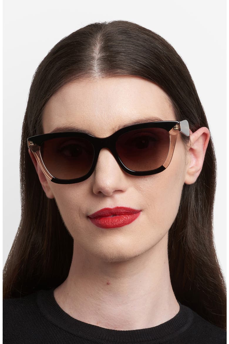 52mm Cat Eye Sunglasses, Alternate, color, BLACK BEIGE/ BROWN