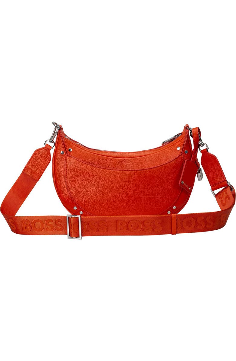 BOSS Ivy Leather Hobo Bag, Alternate, color, Bt Orge