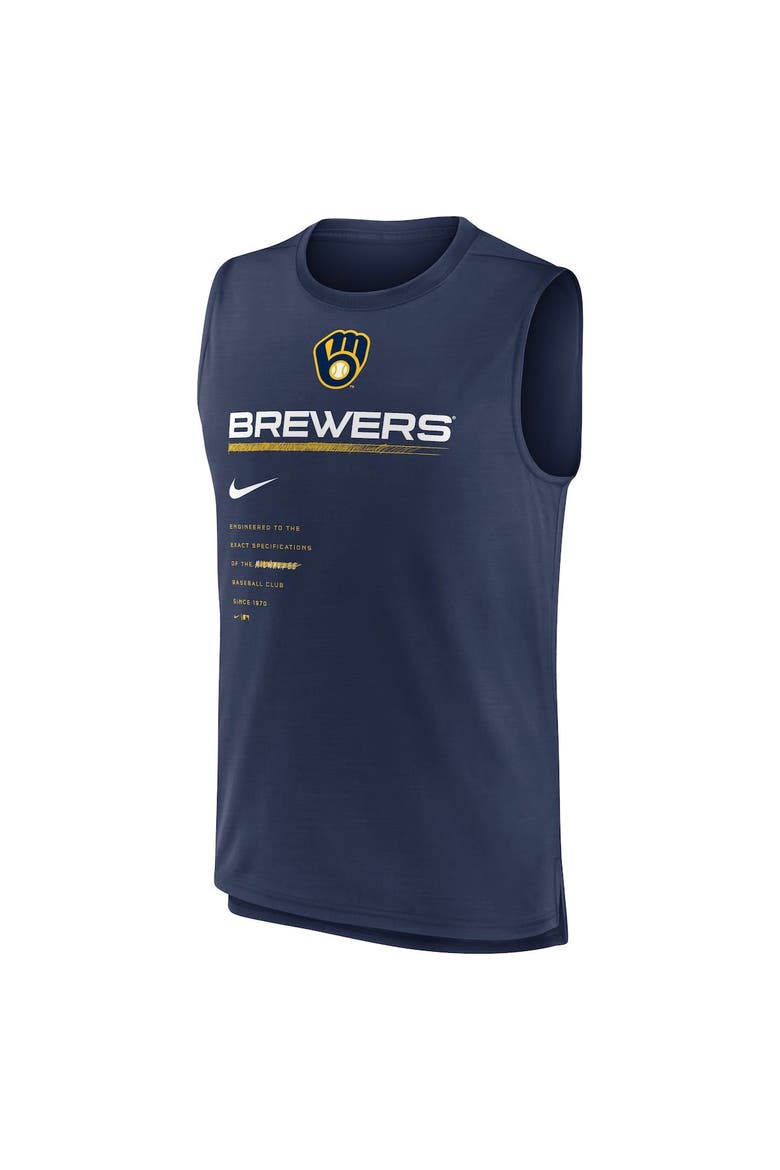 Men's Nike Navy Milwaukee Brewers Exceed Performance Tank Top, Alternate, color, Navy