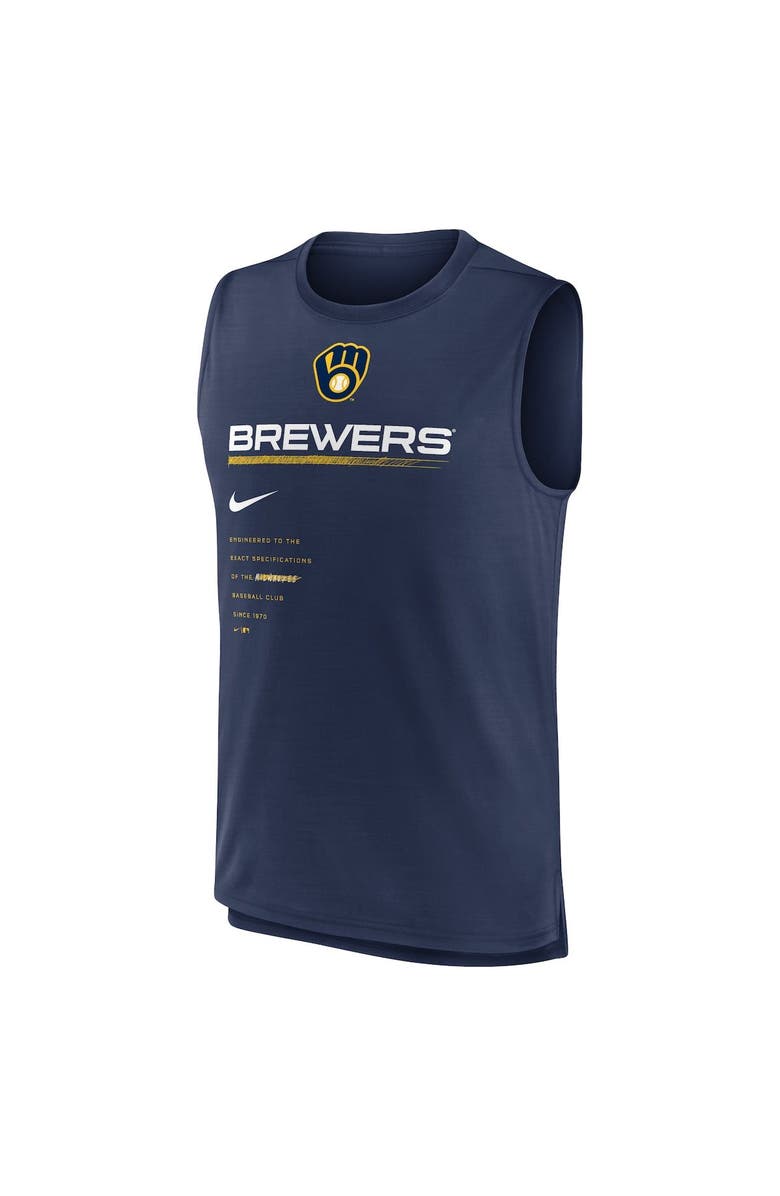 Nike Men's Nike Navy Milwaukee Brewers Exceed Performance Tank Top, Alternate, color, 