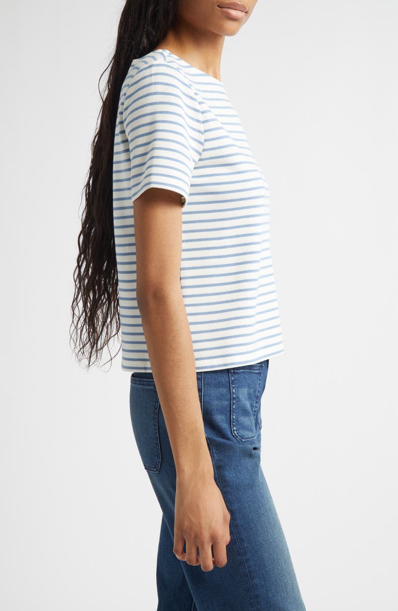 Veronica Beard Hovey Stripe Boat Neck T-Shirt, Alternate, color, Dove Lake Mist