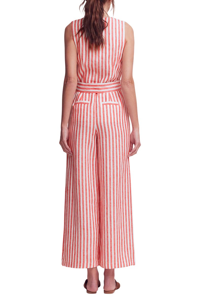 Laura Stripe Linen Jumpsuit, Alternate, color, RED STRIPE