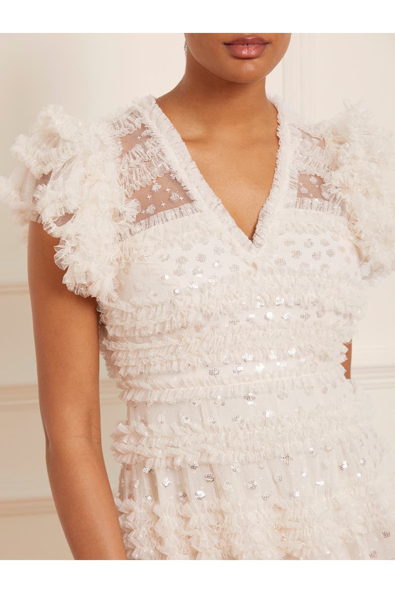 Vivian V-neck Sequin Dress, Alternate, color, Cream